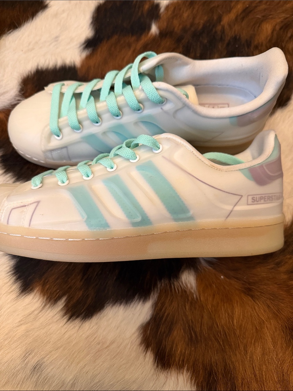 adidas Kids Superstars with Mint Laces